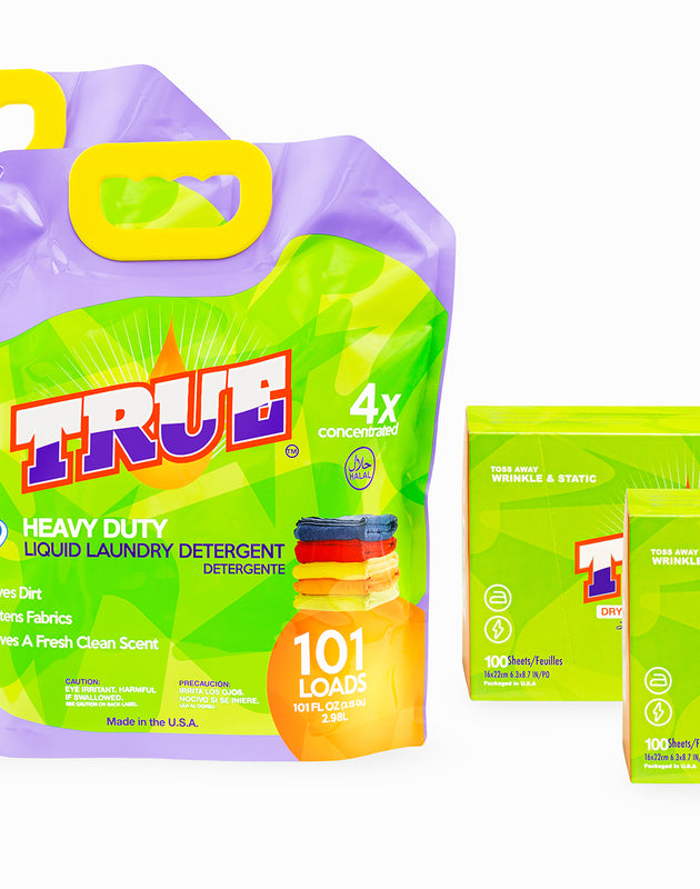 2-True Laundry Detergent 101oz + Dryer Sheets (2 Pack)